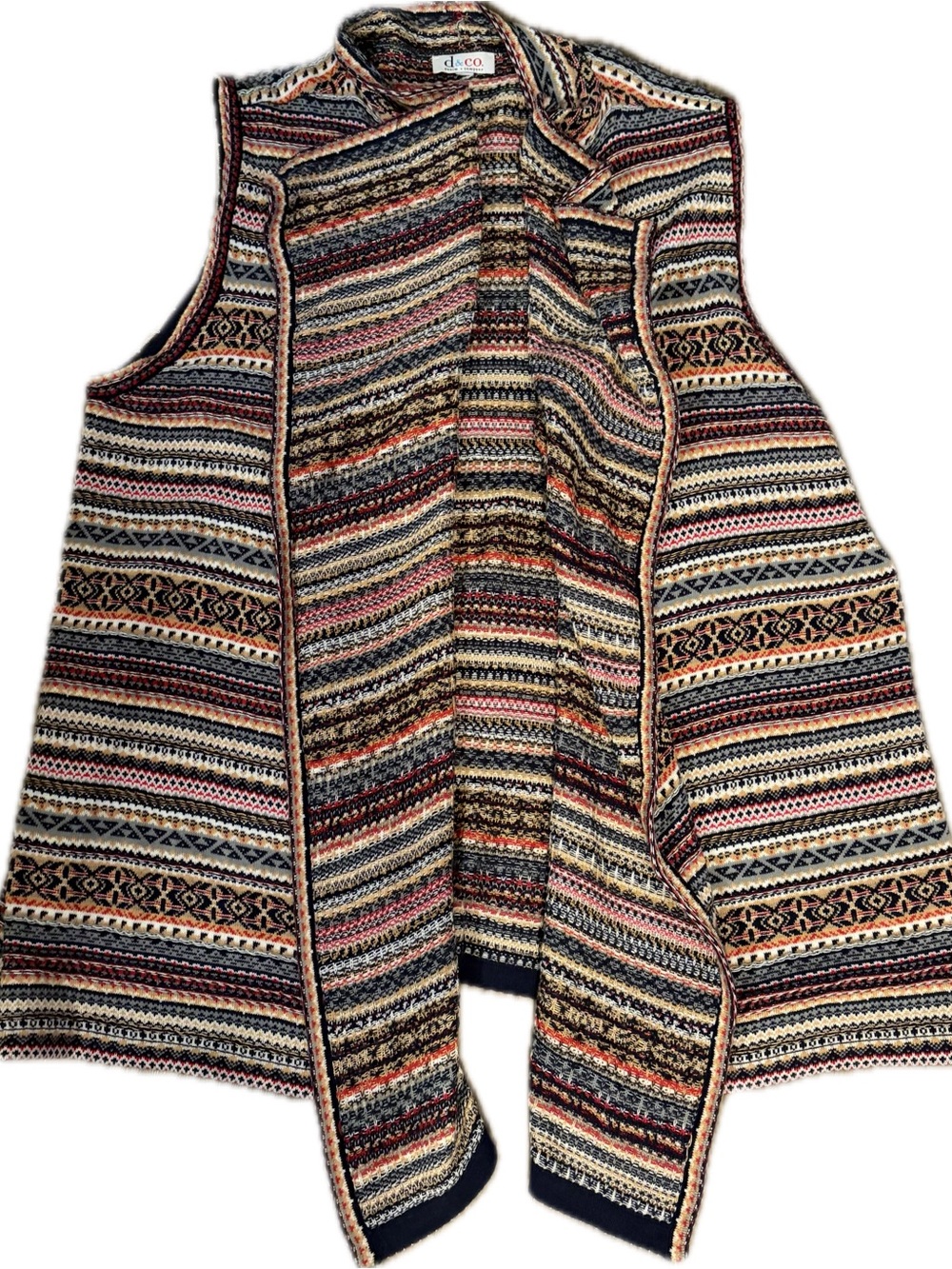 Denim + Co Striped Multicolor Cardigan Vest